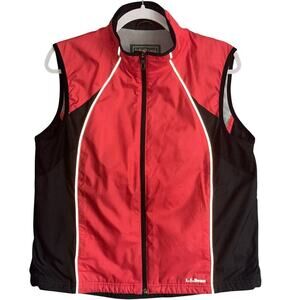 LL Bean Women's Sz L‎ Full-Zip Vest Reflective Vented Lined Activewear Running